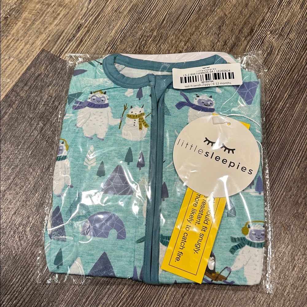 NIB/NWT Little Sleepies Yeti Friends Snow Day 6-12m zippy